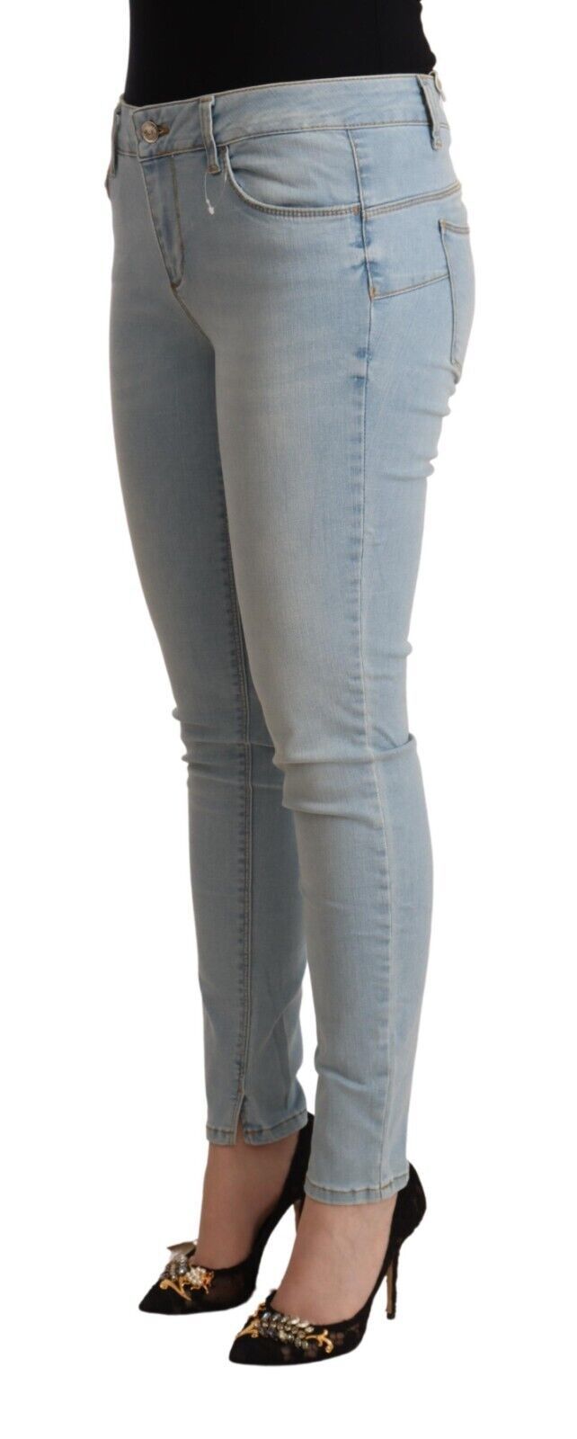 Light Blue Mid Waist Skinny Denim - SEHABRANDS