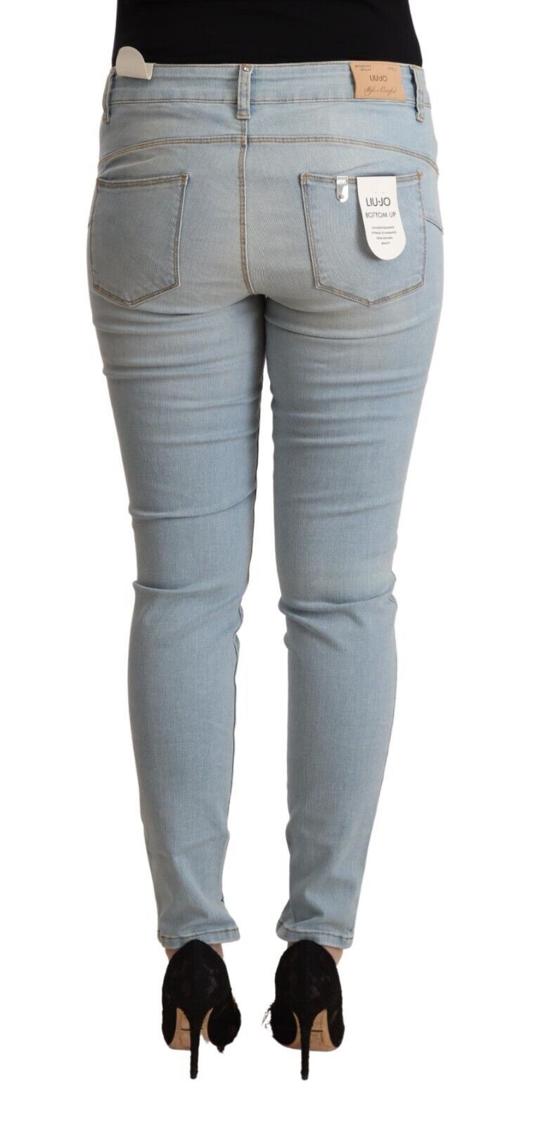 Light Blue Mid Waist Skinny Denim - SEHABRANDS