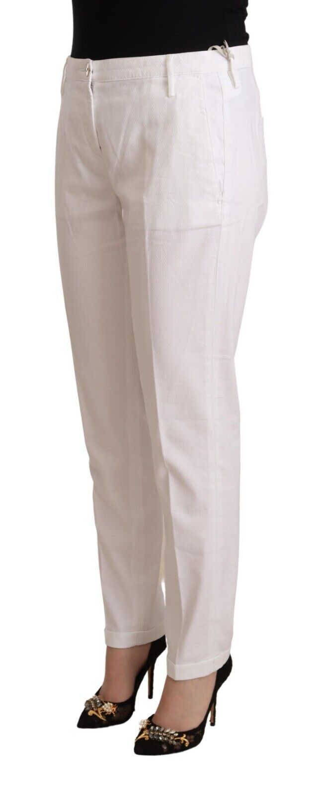 Elegant Mid Waist Tapered Trousers - SEHABRANDS