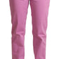 Elegant Tapered Pink Denim Jeans - SEHABRANDS