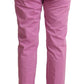 Elegant Tapered Pink Denim Jeans - SEHABRANDS