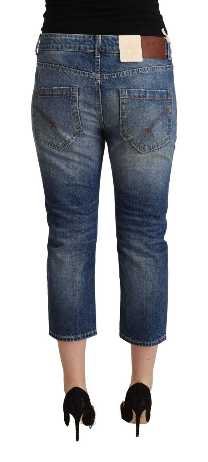 Elegant Mid-Waist Cotton Denim Jeans - SEHABRANDS