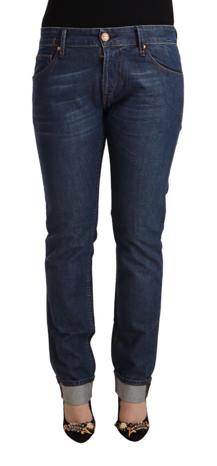 Elegant Mid Waist Skinny Denim - SEHABRANDS