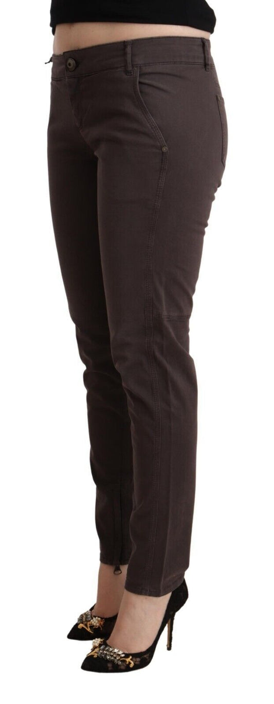 Chic Brown Low Waist Skinny Pants - SEHABRANDS