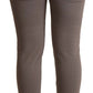 Chic Gray Mid Waist Skinny Pants for Sophisticated Style - SEHABRANDS