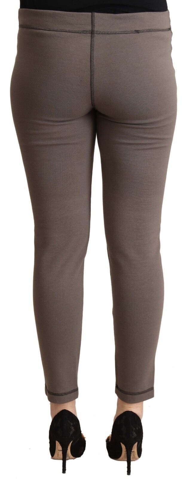 Chic Gray Mid Waist Skinny Pants for Sophisticated Style - SEHABRANDS