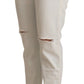 White Mid Waist Skinny Denim Jeans - SEHABRANDS