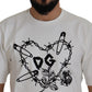 Dolce & Gabbana Elegant White Heart Roses Crewneck Tee