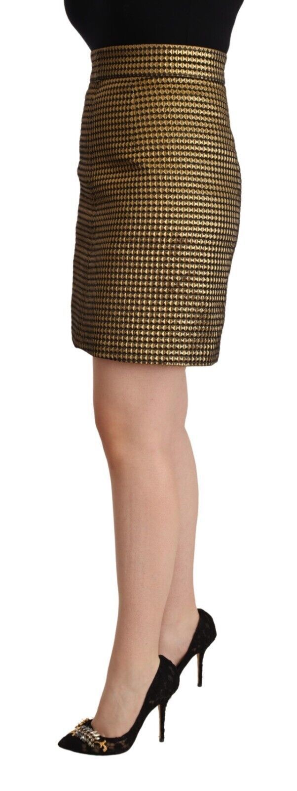 Elegant High-Waisted Gold-Black Skirt - SEHABRANDS