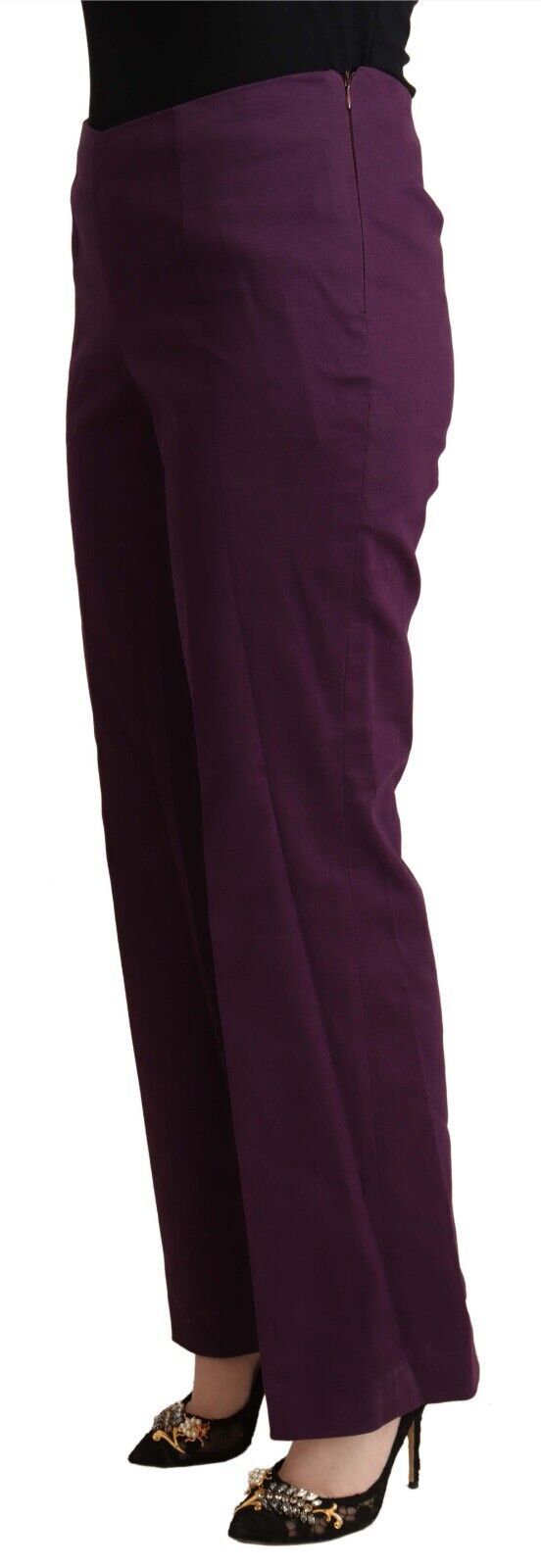 Elegant Violet High Waist Tapered Pants - SEHABRANDS