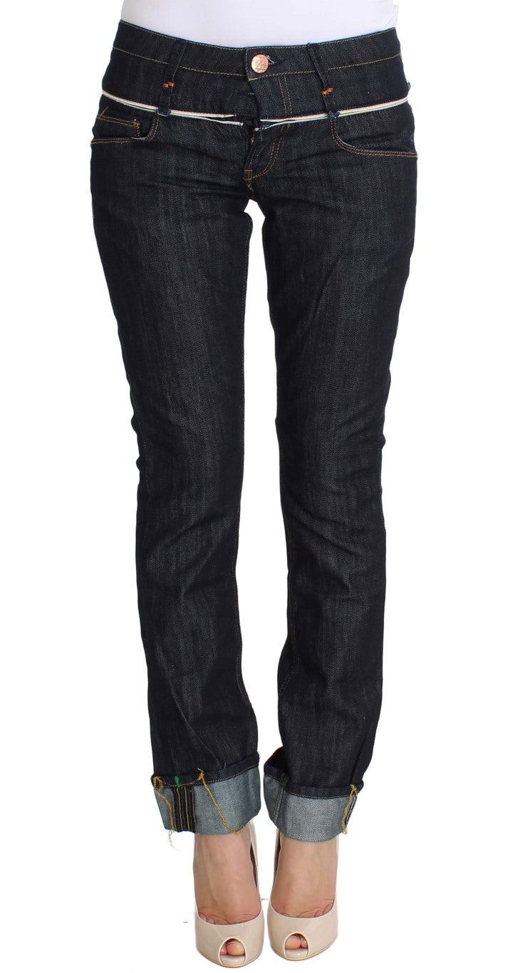 Elegant Straight Leg Dark Blue Jeans - SEHABRANDS