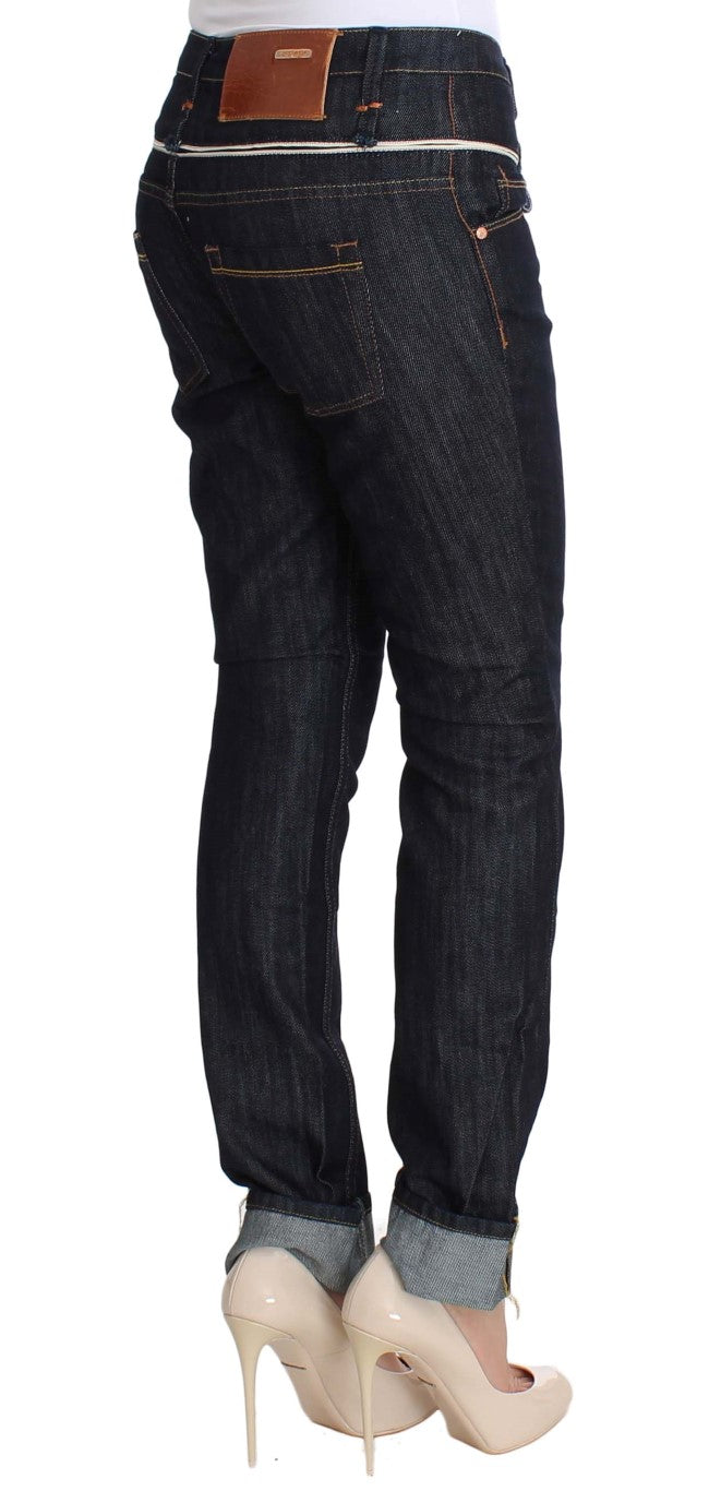 Elegant Straight Leg Dark Blue Jeans - SEHABRANDS