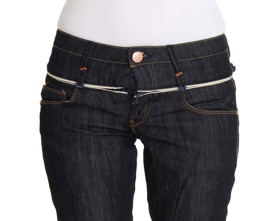 Elegant Straight Leg Dark Blue Jeans - SEHABRANDS