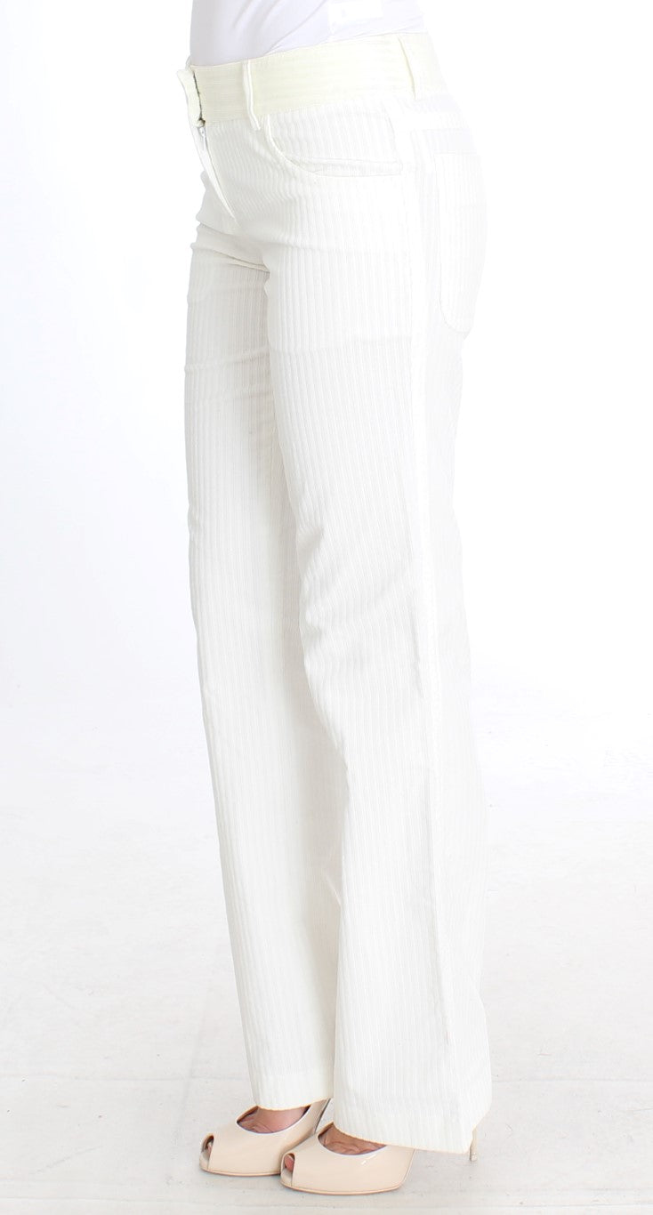 Chic White Striped Straight Fit Pants - SEHABRANDS