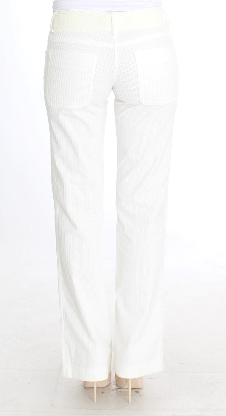 Chic White Striped Straight Fit Pants - SEHABRANDS