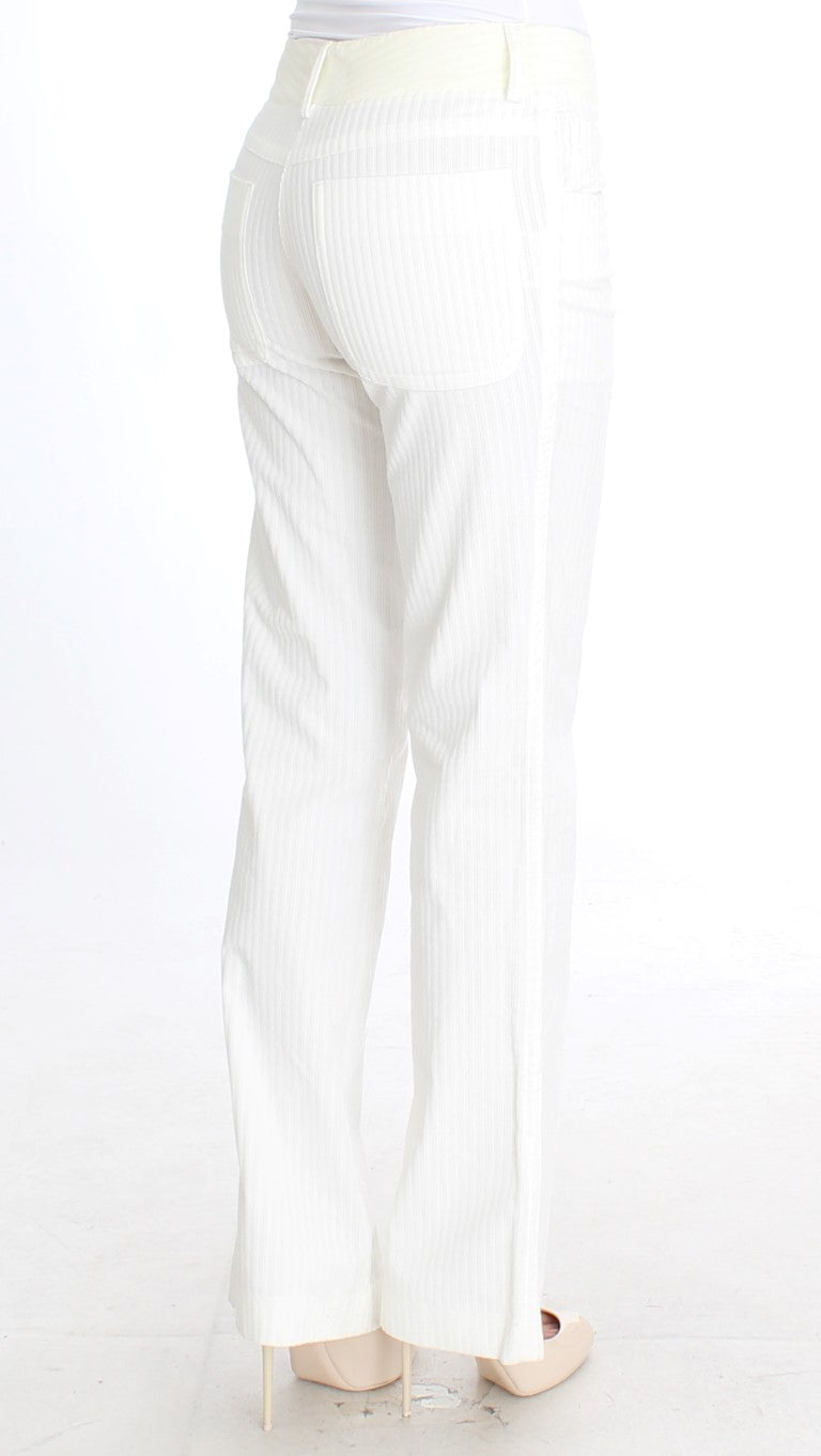 Chic White Striped Straight Fit Pants - SEHABRANDS