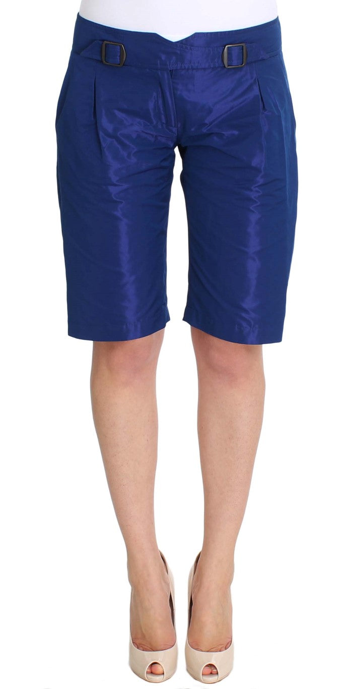 Chic Blue Mid Waist Shorts - SEHABRANDS