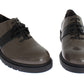 Elegant Gray Brown Leather Lace-up Shoes - SEHABRANDS