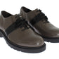 Elegant Gray Brown Leather Lace-up Shoes - SEHABRANDS