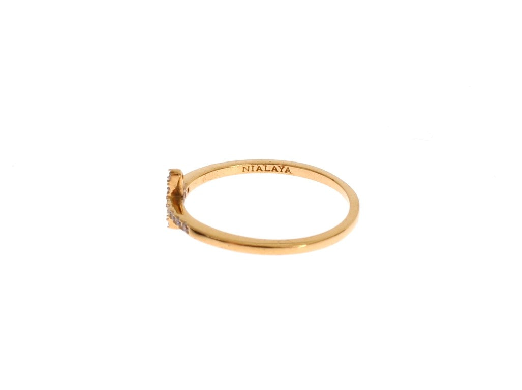 Chic Handmade Golden CZ Crystal Ring - SEHABRANDS