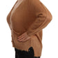 Chic Brown Knit Cardigan with Front Button Closure - SEHABRANDS