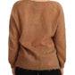 Chic Brown Knit Cardigan with Front Button Closure - SEHABRANDS