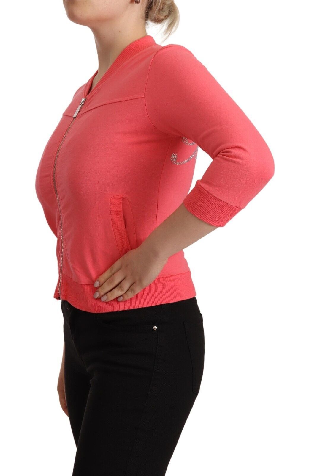 Elegant Pink Full Zip Sweater - SEHABRANDS