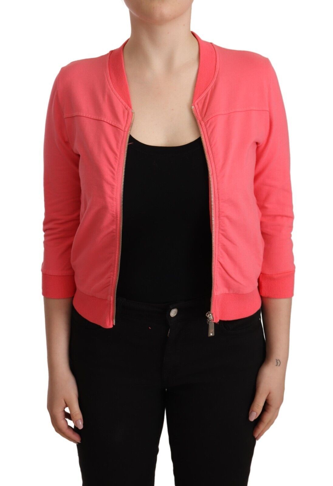 Elegant Pink Full Zip Sweater - SEHABRANDS