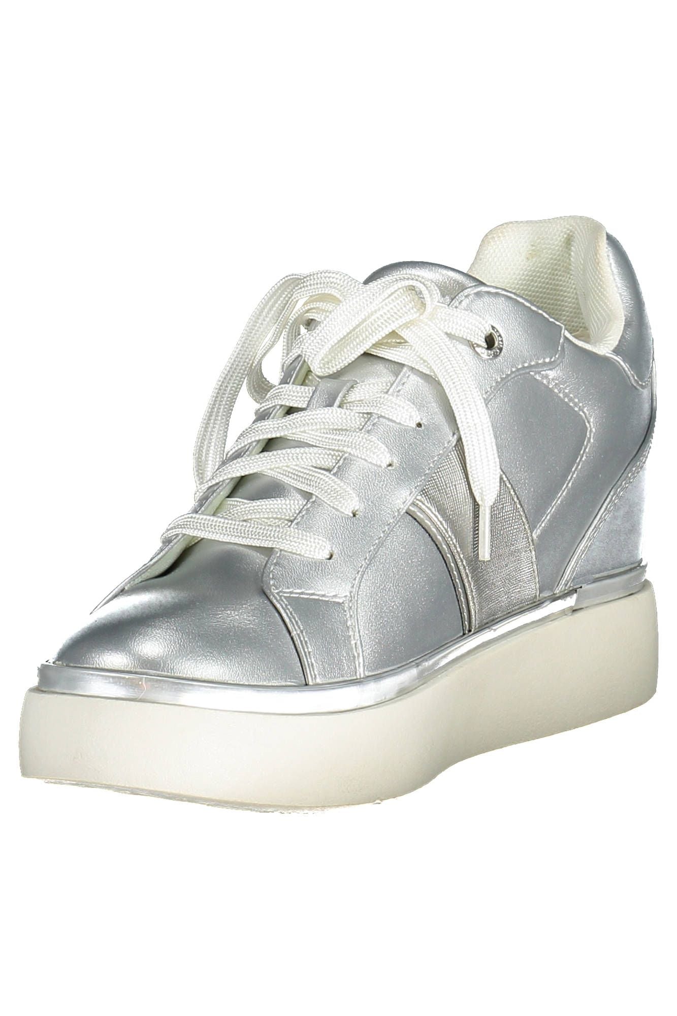 Silver Polyester Women Sneaker - SEHABRANDS