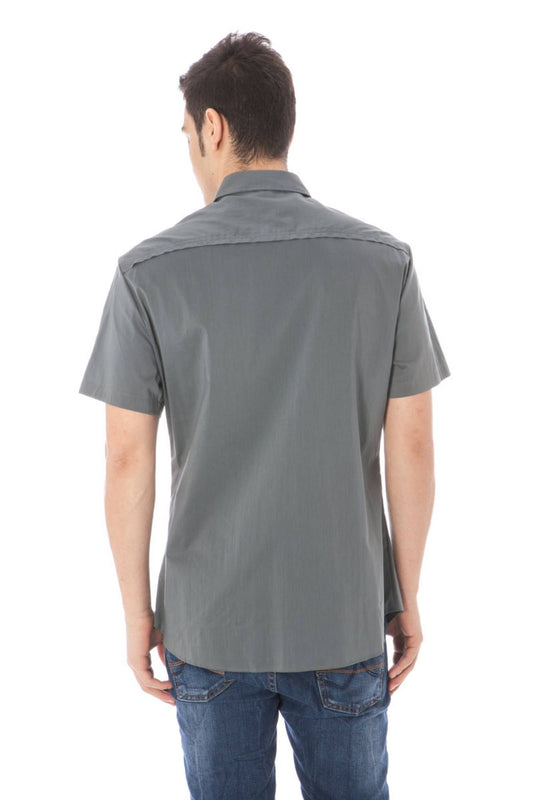 Gray Cotton Men Shirt - SEHABRANDS