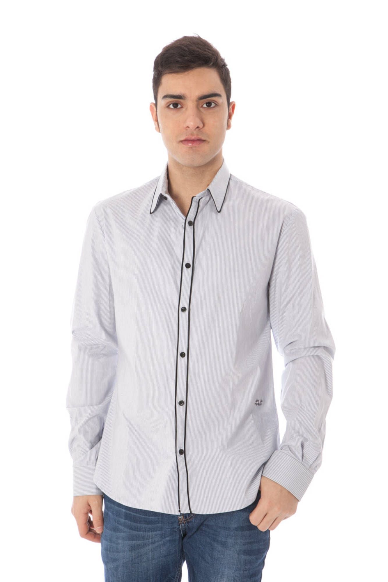 Light Blue Cotton Men Shirt - SEHABRANDS