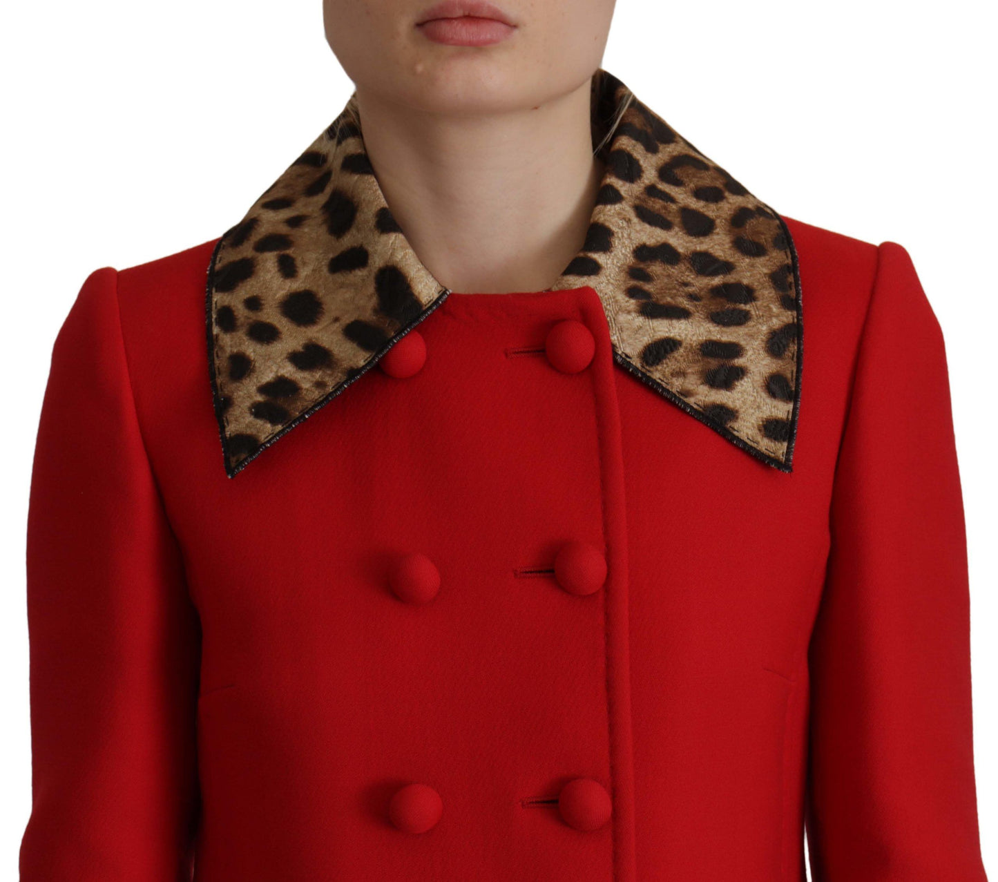 Dolce & Gabbana Elegant Red Leopard Trench Coat