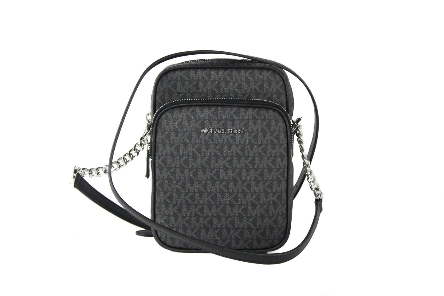 Medium Signature Leather North South Chain Crossbody Handbag Black - SEHABRANDS