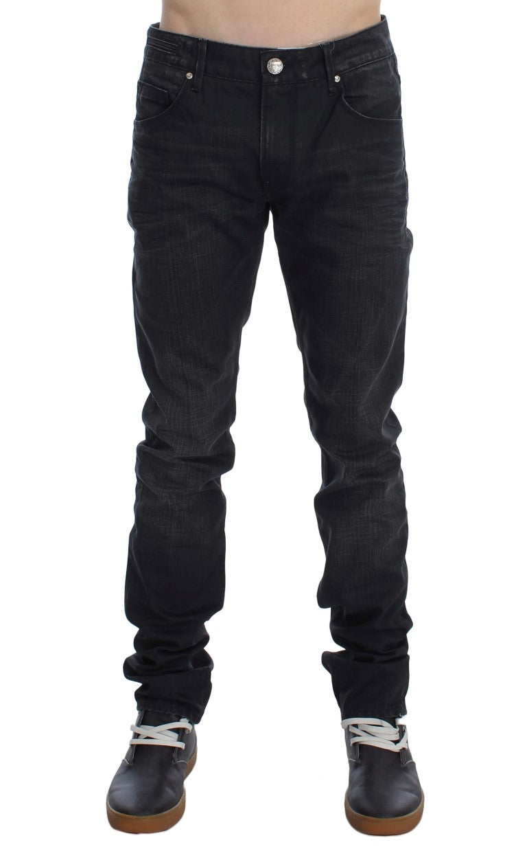 Sleek Gray Slim Fit Italian Mens Jeans - SEHABRANDS