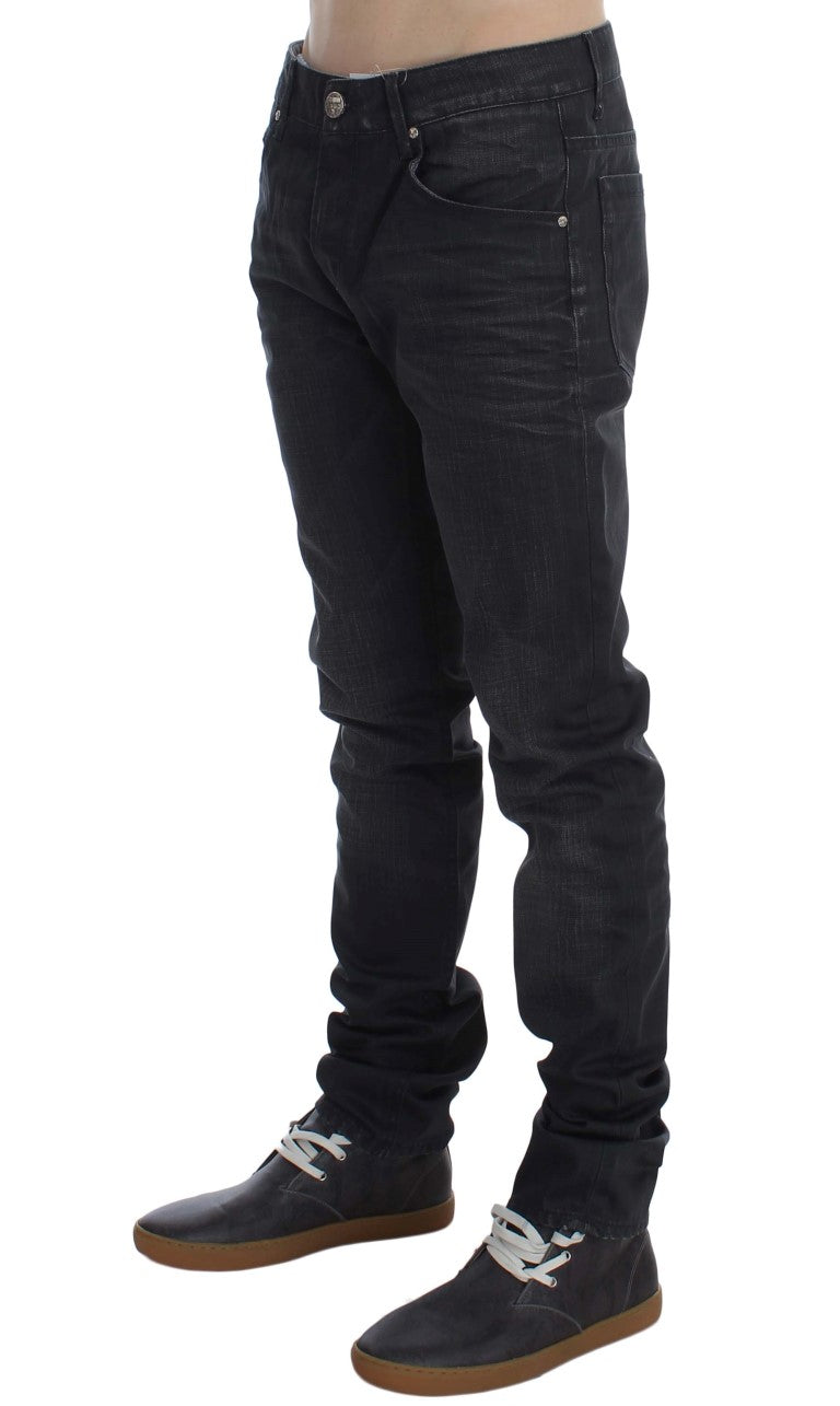 Sleek Gray Slim Fit Italian Mens Jeans - SEHABRANDS