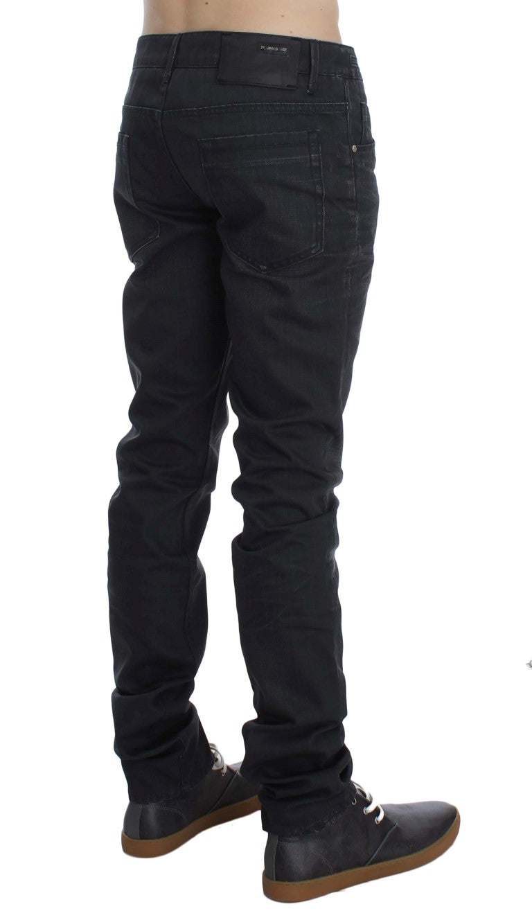 Sleek Gray Slim Fit Italian Mens Jeans - SEHABRANDS