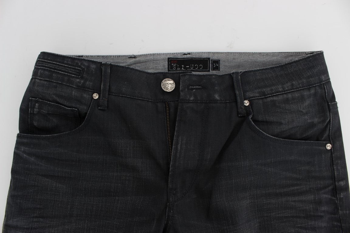 Sleek Gray Slim Fit Italian Mens Jeans - SEHABRANDS