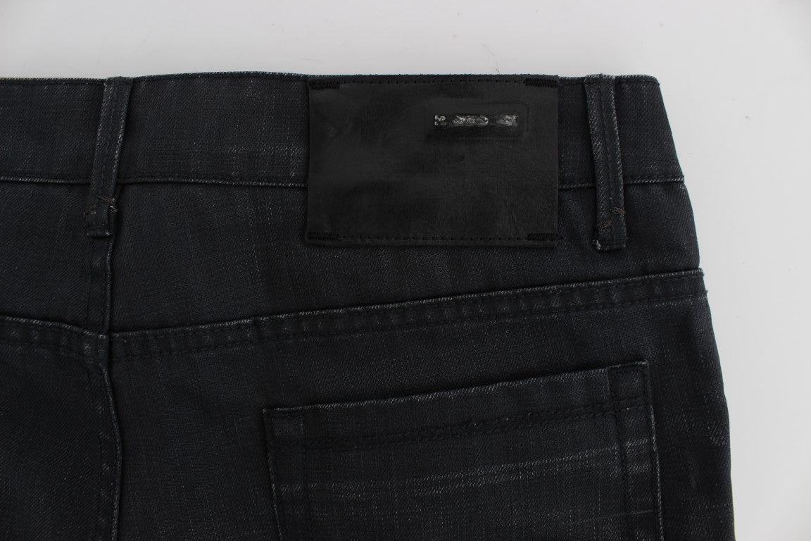 Sleek Gray Slim Fit Italian Mens Jeans - SEHABRANDS