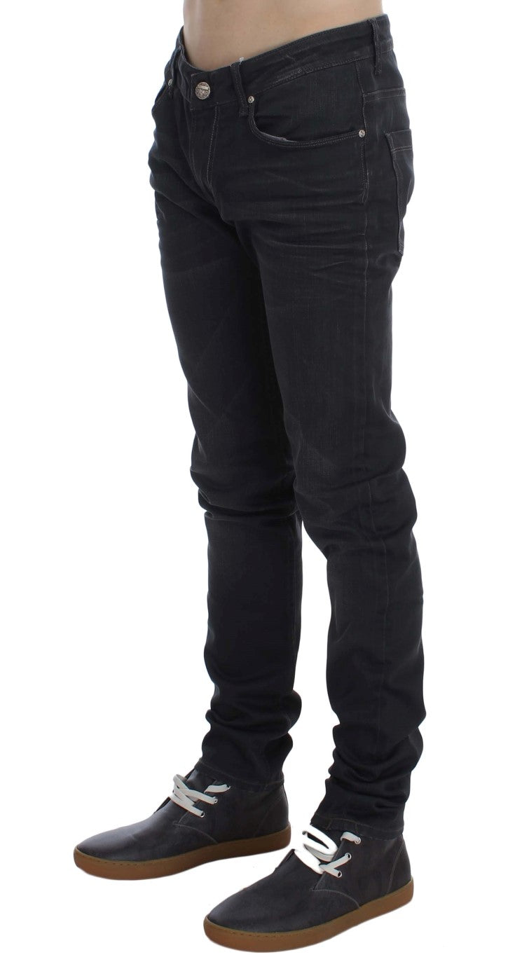 Sleek Gray Slim Fit Men's Premium Denim - SEHABRANDS