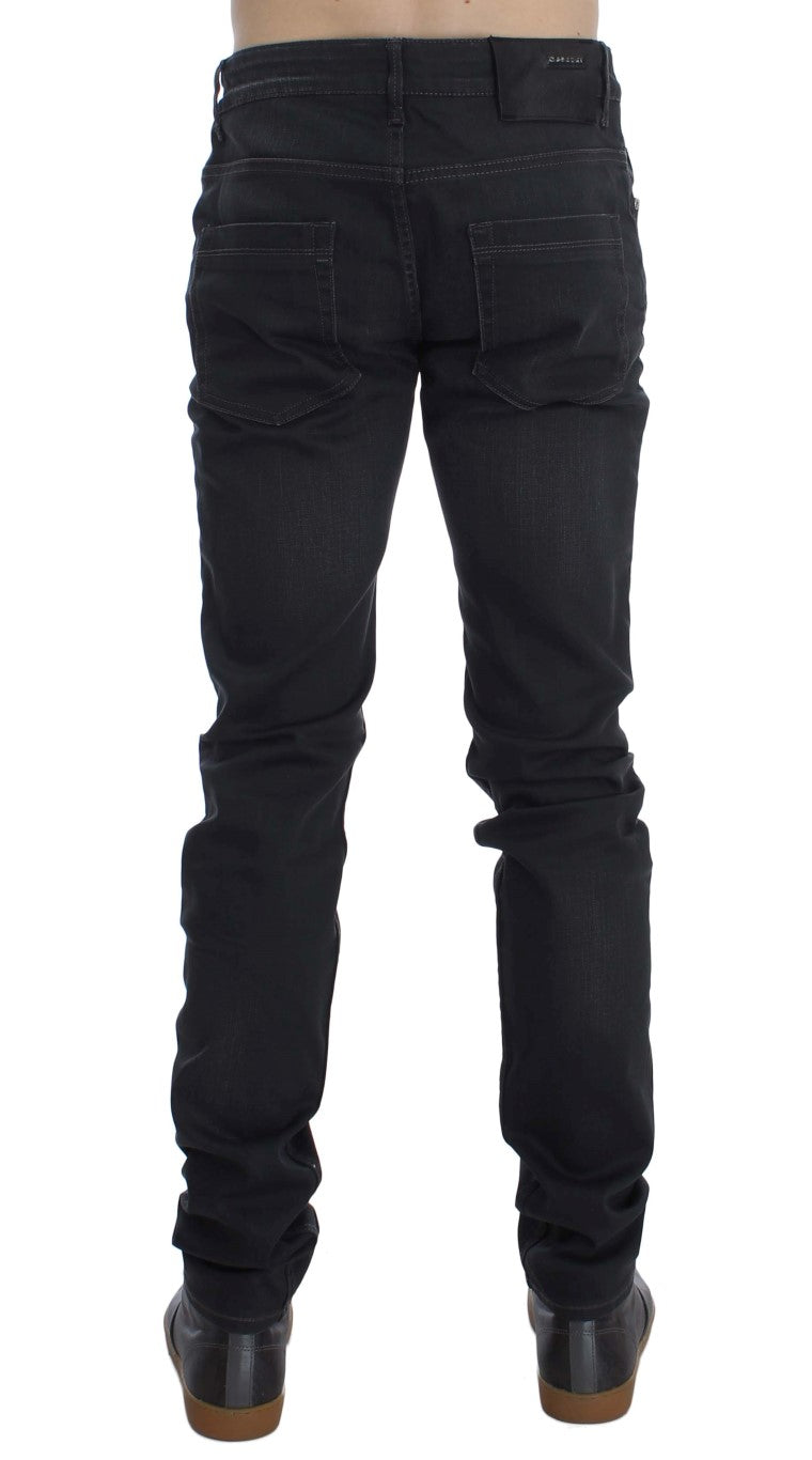 Sleek Gray Slim Fit Men's Premium Denim - SEHABRANDS