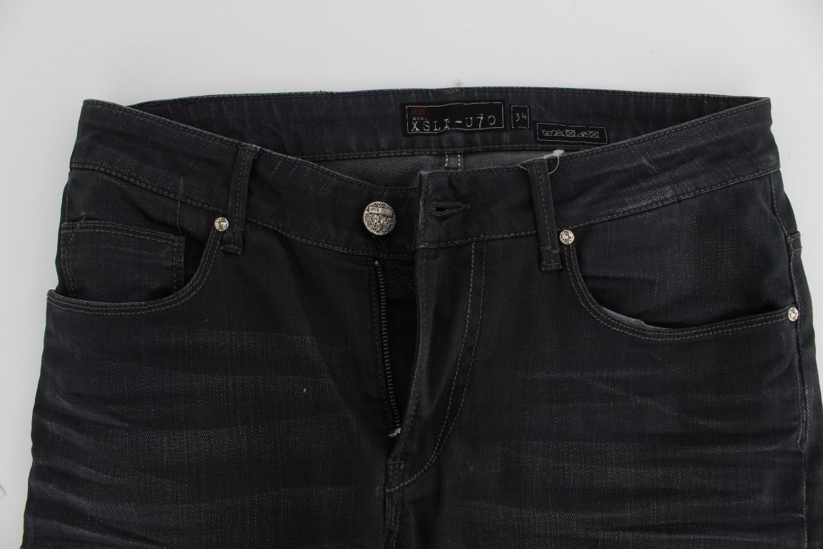 Sleek Gray Slim Fit Men's Premium Denim - SEHABRANDS