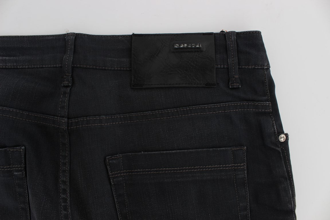 Sleek Gray Slim Fit Men's Premium Denim - SEHABRANDS