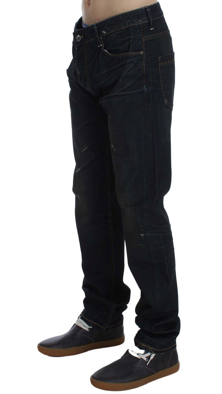 Elegant Straight Fit Dark Blue Jeans - SEHABRANDS