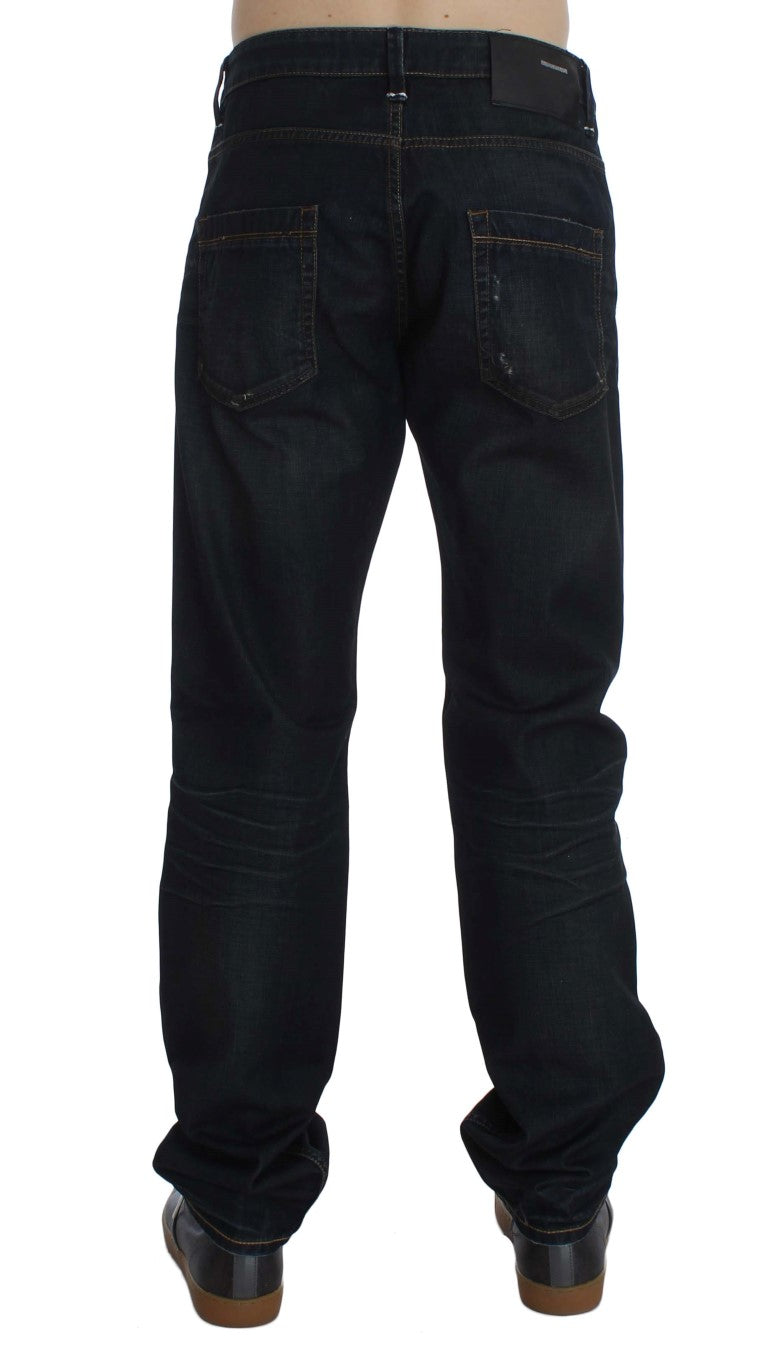 Elegant Straight Fit Dark Blue Jeans - SEHABRANDS