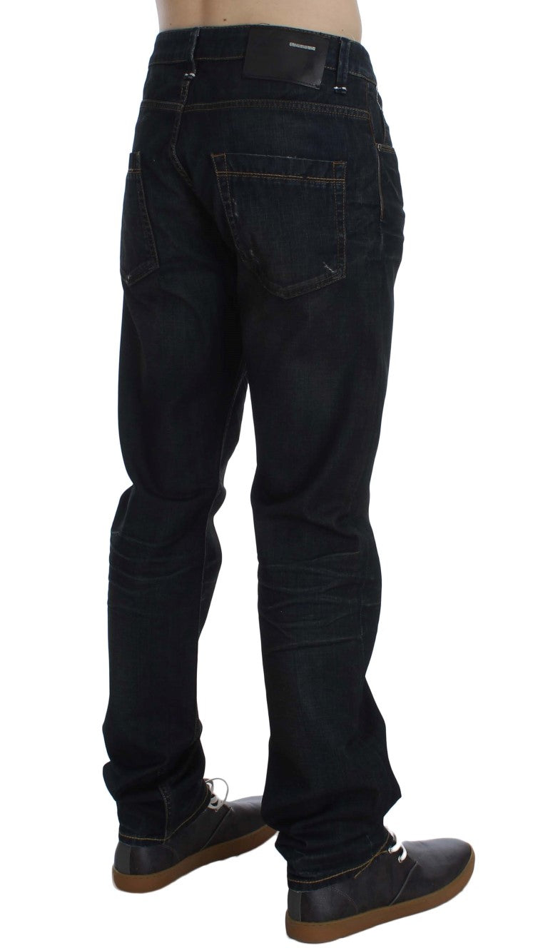 Elegant Straight Fit Dark Blue Jeans - SEHABRANDS