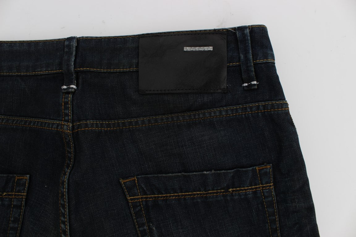 Elegant Straight Fit Dark Blue Jeans - SEHABRANDS