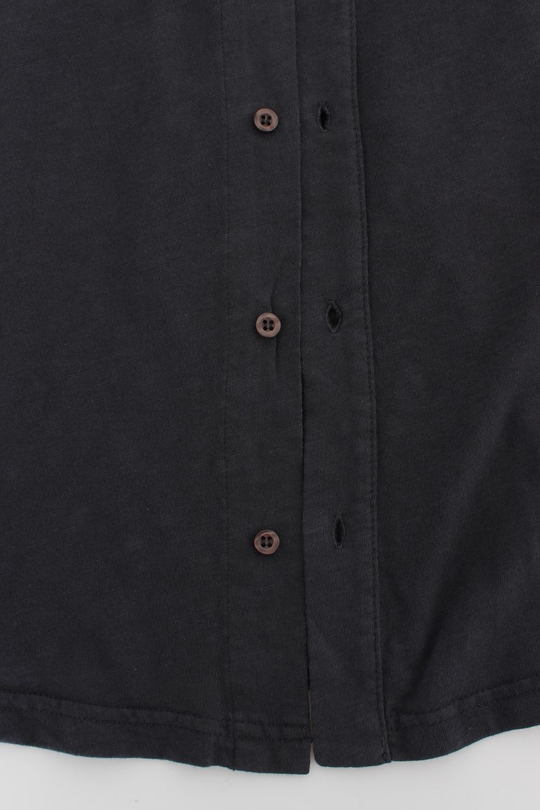 Sleek Gray Casual Cotton Shirt - SEHABRANDS