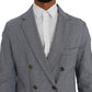 Elegant Double-Breasted Blue Blazer - SEHABRANDS