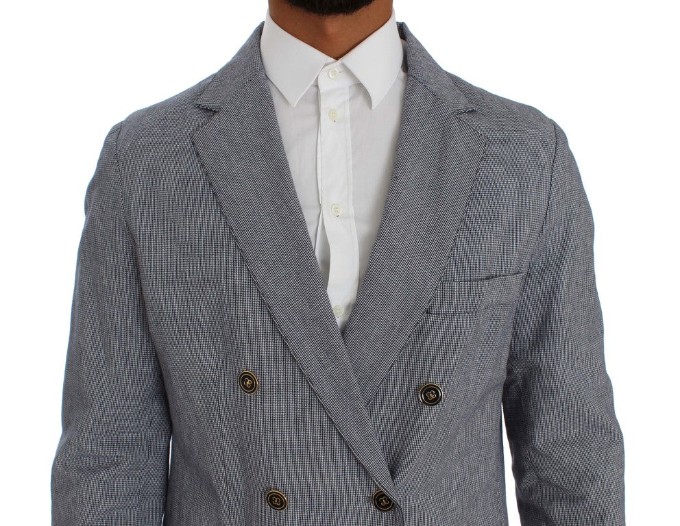 Elegant Double-Breasted Blue Blazer - SEHABRANDS