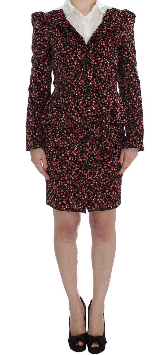 Elegant Floral Two-Piece Skirt Suit Set - SEHABRANDS